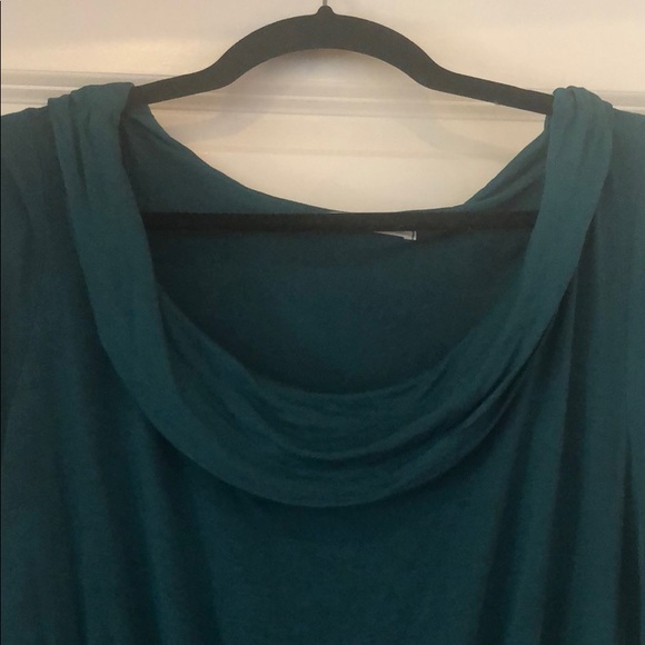 Teal cotton dress with elastic waist - Picture 3 of 4